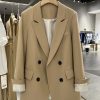 Khaki Women's Blazer Jacket - High-End British College Style for Spring and Autumn 2025, Trendy Small Suit Jacket