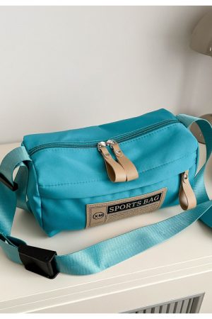 Klein Blue Nylon Oxford Crossbody Bag - Unisex Travel Shoulder Bag for Sports & Fitness - Trendy 2025 Style