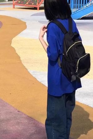 Klein Blue Oversized Short-Sleeve T-Shirt for Women - Summer Pure Cotton Top with Trendy Letter Design for Middle & High School Students