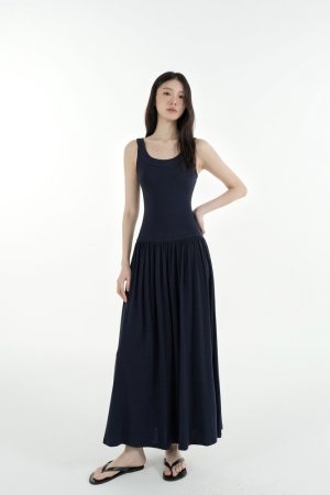 Knitted Elastic Strap Dress - Long Skirt, Boho Chic Style, Perfect for Summer, Casual and Elegant Fashion