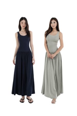 Knitted Elastic Strap Dress - Long Skirt, Boho Chic Style, Perfect for Summer, Casual and Elegant Fashion