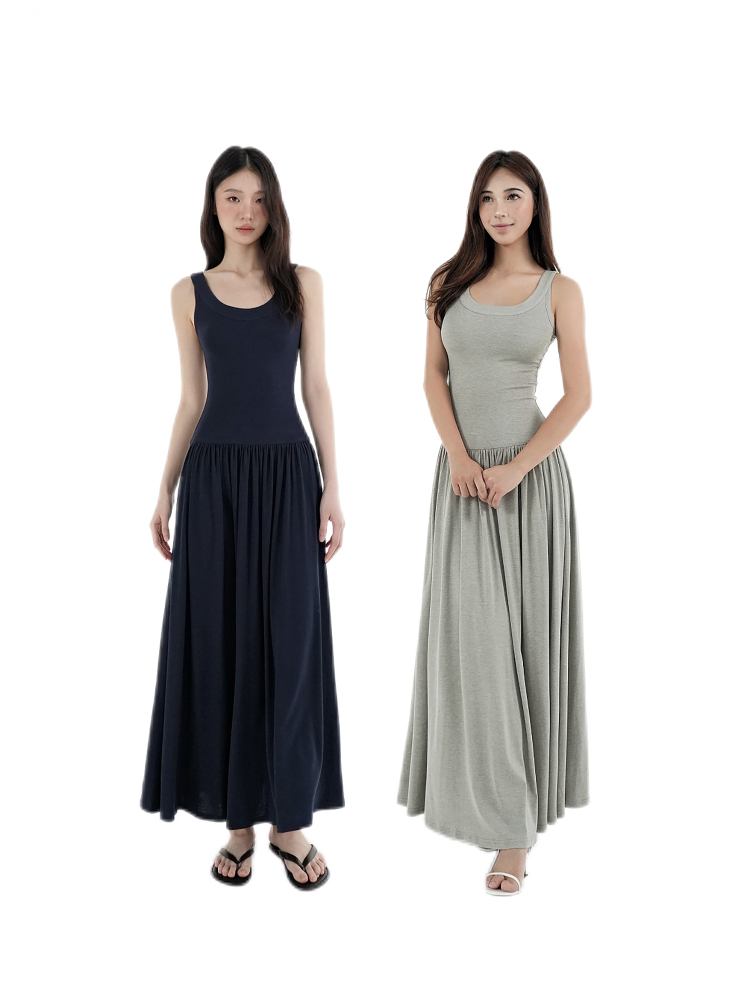 Knitted Elastic Strap Dress - Long Skirt, Boho Chic Style, Perfect for Summer, Casual and Elegant Fashion Knitted Elastic Strap Dress - Long Skirt, Boho Chic Style, Perfect for Summer, Casual and Elegant Fashion