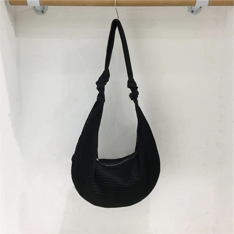 Knot Strap Shoulder Bag - Spring/Summer 2025 Fashion Underarm Hollow Nylon Mesh Dumpling Bag - Trendy Y2K Style Knot Strap Shoulder Bag - Spring/Summer 2025 Fashion Underarm Hollow Nylon Mesh Dumpling Bag - Trendy Y2K Style
