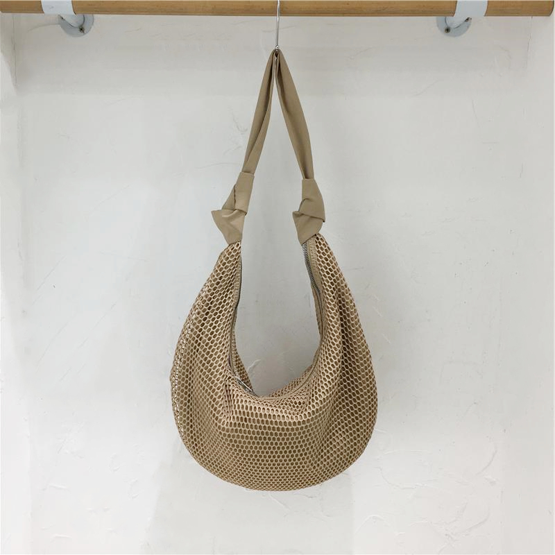 Knot Strap Shoulder Bag - Spring/Summer 2025 Fashion Underarm Hollow Nylon Mesh Dumpling Bag - Trendy Y2K Style Knot Strap Shoulder Bag - Spring/Summer 2025 Fashion Underarm Hollow Nylon Mesh Dumpling Bag - Trendy Y2K Style