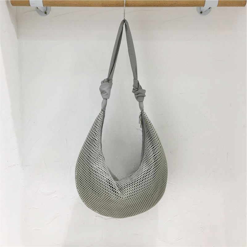 Knot Strap Shoulder Bag - Spring/Summer 2025 Fashion Underarm Hollow Nylon Mesh Dumpling Bag - Trendy Y2K Style Knot Strap Shoulder Bag - Spring/Summer 2025 Fashion Underarm Hollow Nylon Mesh Dumpling Bag - Trendy Y2K Style