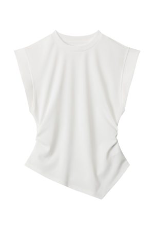 Korean High-End Sleeveless T-Shirt for Women, Slim Fit with Irregular Hem, Trendy Design - Perfect for Casual Chic Looks