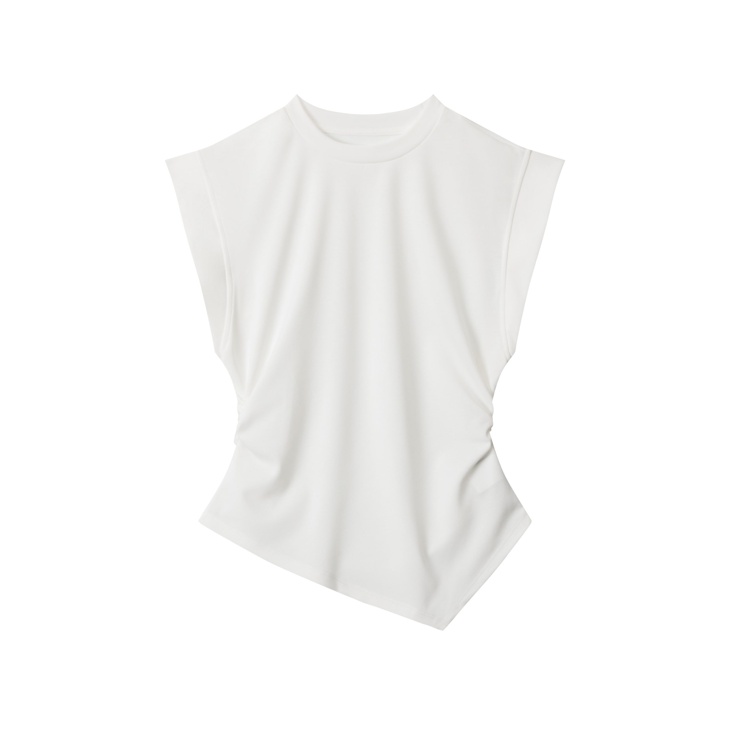 Korean High-End Sleeveless T-Shirt for Women, Slim Fit with Irregular Hem, Trendy Design - Perfect for Casual Chic Looks Korean High-End Sleeveless T-Shirt for Women, Slim Fit with Irregular Hem, Trendy Design - Perfect for Casual Chic Looks
