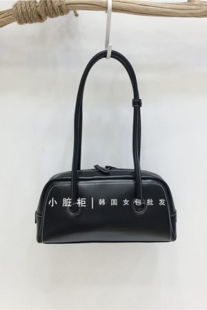 Korean Retro Bowling Bag - 2024 Spring Handheld Shoulder Underarm Boston Bag for Fashionable Niche Style