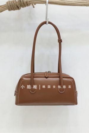 Korean Retro Bowling Bag - 2024 Spring Handheld Shoulder Underarm Boston Bag for Fashionable Niche Style