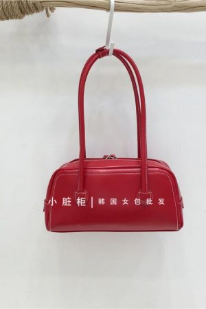 Korean Retro Bowling Bag - 2024 Spring Handheld Shoulder Underarm Boston Bag for Fashionable Niche Style