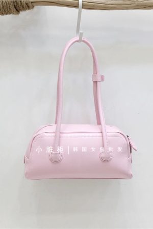 Korean Retro Bowling Bag - 2024 Spring Handheld Shoulder Underarm Boston Bag for Fashionable Niche Style