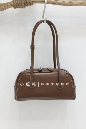 Korean Retro Bowling Bag - 2024 Spring Handheld Shoulder Underarm Boston Bag for Fashionable Niche Style