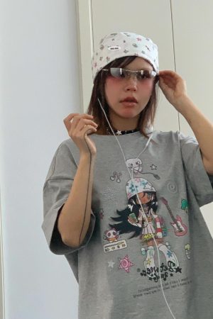 Korean Retro Musician Graphic T-Shirt - Casual Loose Fit, Age-Reducing Design, Pure Cotton Short Sleeve Top