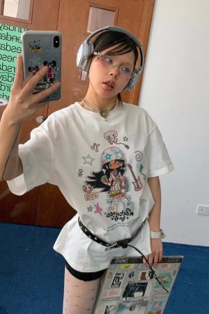 Korean Retro Musician Graphic T-Shirt - Casual Loose Fit, Age-Reducing Design, Pure Cotton Short Sleeve Top