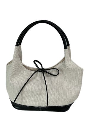 Korean Retro Patchwork Canvas Tote Bag - Versatile Large Capacity Shoulder Handbag for Commuters