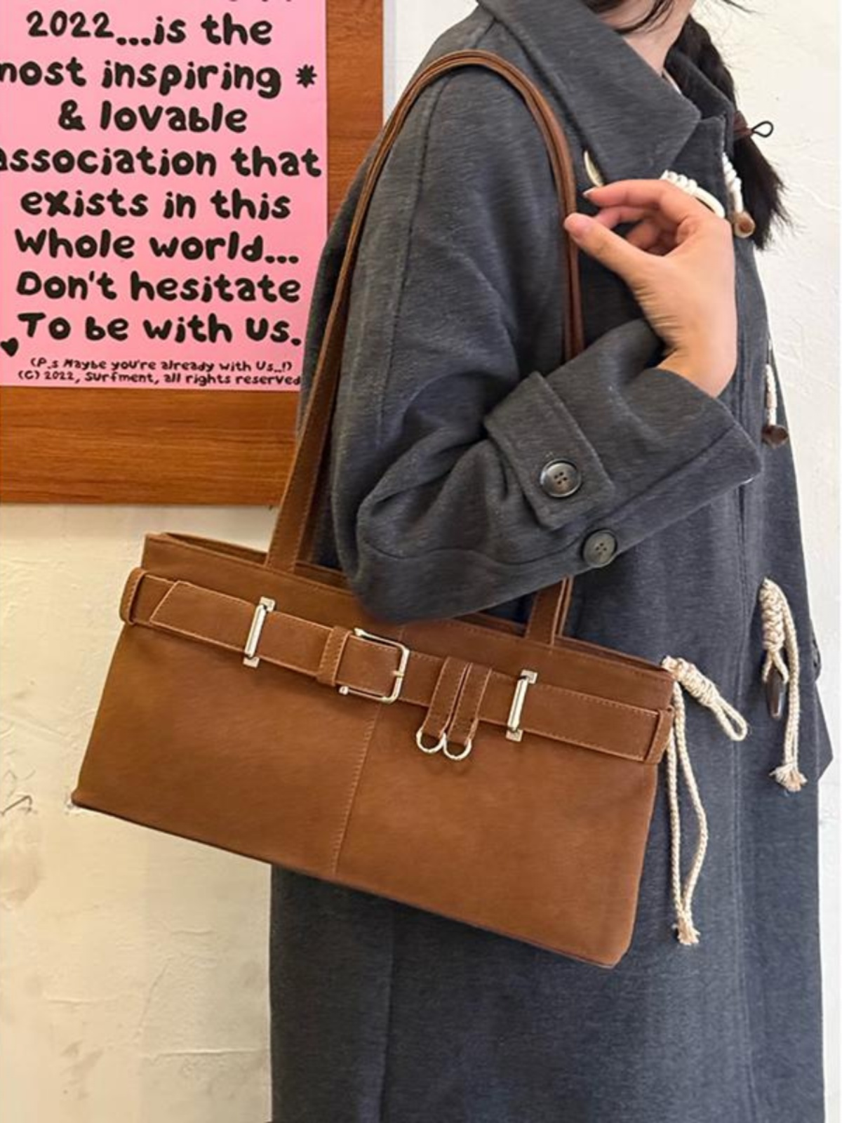 Korean Retro Underarm Baguette Bag for Women - Versatile Commuting Shoulder Bag with High-End Keychain, Stylish Motorcycle Accessory Korean Retro Underarm Baguette Bag for Women - Versatile Commuting Shoulder Bag with High-End Keychain, Stylish Motorcycle Accessory