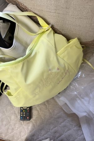 Korean Style 2025 Summer Sweet Underarm Tote Bag with Lettering, Large Capacity Versatile Shoulder Handbag for Everyday Use