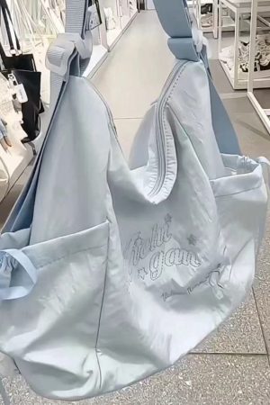 Korean Style 2025 Summer Sweet Underarm Tote Bag with Lettering, Large Capacity Versatile Shoulder Handbag for Everyday Use