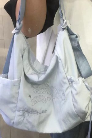 Korean Style 2025 Summer Sweet Underarm Tote Bag with Lettering, Large Capacity Versatile Shoulder Handbag for Everyday Use
