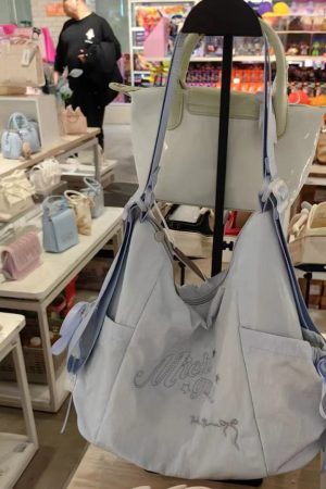 Korean Style 2025 Summer Sweet Underarm Tote Bag with Lettering, Large Capacity Versatile Shoulder Handbag for Everyday Use