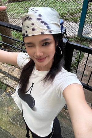 Korean Style Black Cherry Short Sleeve T-Shirt - High Elastic Slim Fit, Pure Cotton, 25SS Trendy Essential