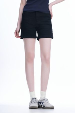 Korean Style Black High-Waisted Ultra-Short Denim Shorts for Women - Slimming Summer Elastic Rolled-Edge Hot Pants