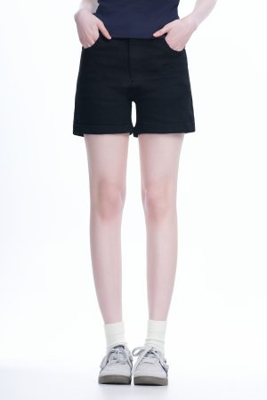 Korean Style Black High-Waisted Ultra-Short Denim Shorts for Women - Slimming Summer Elastic Rolled-Edge Hot Pants