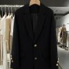 Korean Style Black Metal Buckle Vintage Blazer for Women - 2025 Spring Autumn Petite Fashion Jacket