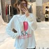 Korean Style Cartoon Print Loose Round Neck Long Sleeve T-Shirt in Soft Bamboo Cotton - Casual & Comfortable Fashion Essential