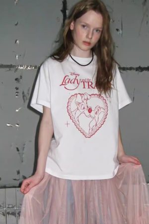 Korean Style Cartoon Printed Casual Loose Fit Cotton Short Sleeve T-Shirt for Women - Versatile Comfort for Everyday Wear