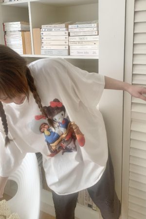 Korean Style Casual Kitty Princess Cartoon Print Loose Cotton Short Sleeve T-Shirt - Versatile Comfort Top