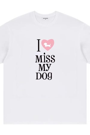Korean Style Casual Loose Fit Color-Blocking Top with Youthful Dog Cartoon Print - Pure Cotton Comfort