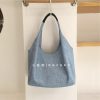 Korean Style Casual Soft PU Imitation Denim Tote Bag - Large Capacity Versatile Summer Shoulder Bag for Bloggers