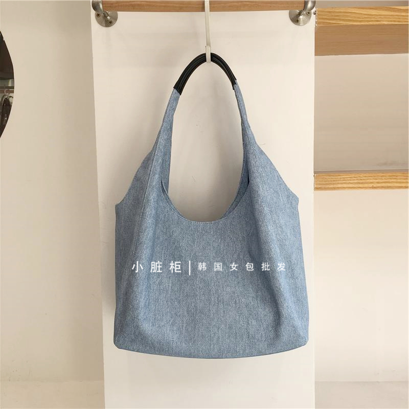 Korean Style Casual Soft PU Imitation Denim Tote Bag - Large Capacity Versatile Summer Shoulder Bag for Bloggers Korean Style Casual Soft PU Imitation Denim Tote Bag - Large Capacity Versatile Summer Shoulder Bag for Bloggers