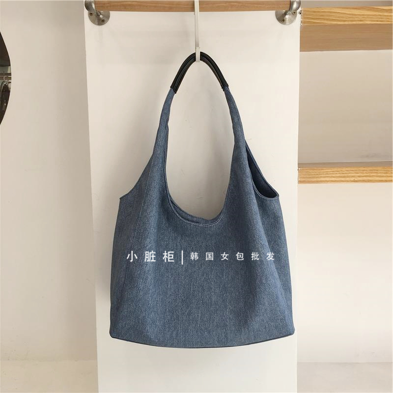 Korean Style Casual Soft PU Imitation Denim Tote Bag - Large Capacity Versatile Summer Shoulder Bag for Bloggers Korean Style Casual Soft PU Imitation Denim Tote Bag - Large Capacity Versatile Summer Shoulder Bag for Bloggers
