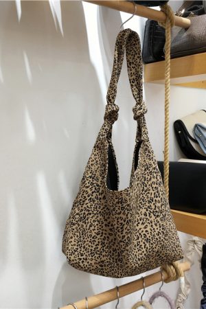 Korean Style Checkered Leopard Print Casual Summer Shoulder Bag - Versatile Literary Aesthetic for Instagram and Everyday Use