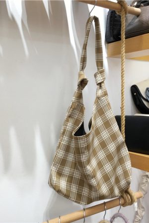 Korean Style Checkered Leopard Print Casual Summer Shoulder Bag - Versatile Literary Aesthetic for Instagram and Everyday Use