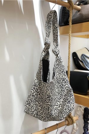 Korean Style Checkered Leopard Print Casual Summer Shoulder Bag - Versatile Literary Aesthetic for Instagram and Everyday Use