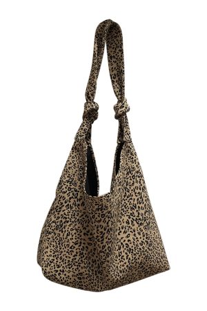 Korean Style Checkered Leopard Print Casual Summer Shoulder Bag - Versatile Literary Aesthetic for Instagram and Everyday Use