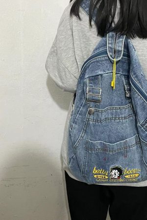 Korean Style Cowboy Backpack for Girls & Students, Large Capacity, Trendy Minimalist Retro Design with Suspenders