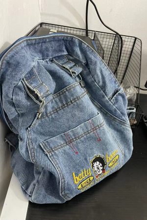 Korean Style Cowboy Backpack for Girls & Students, Large Capacity, Trendy Minimalist Retro Design with Suspenders