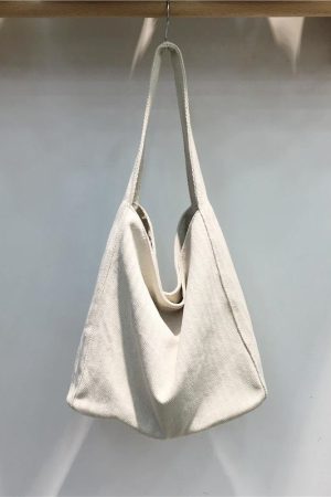 Korean-Style Denim Canvas Tote Bag - Casual Minimalist Large Capacity Shoulder Bag for Students and Everyday Use