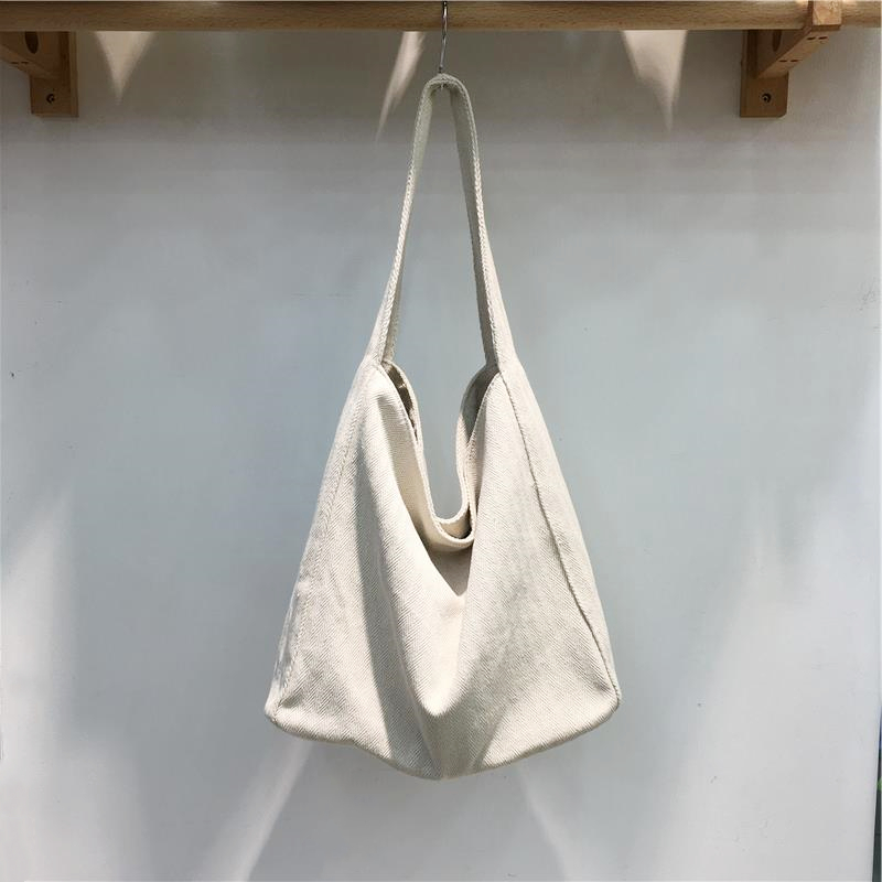 Korean-Style Denim Canvas Tote Bag - Casual Minimalist Large Capacity Shoulder Bag for Students and Everyday Use Korean-Style Denim Canvas Tote Bag - Casual Minimalist Large Capacity Shoulder Bag for Students and Everyday Use