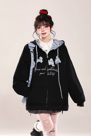 Korean-Style Embroidered Cardigan Hoodie for Women - Casual Loose Fit Spring Jacket, Trendy Age-Reducing Fashion