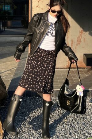 Korean Style Floral Bodycon Half Skirt for Women - Elegant Elastic Waist A-Line Short Skirt for Spring and Summer Fashion