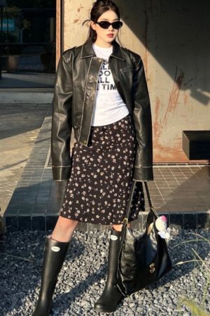 Korean Style Floral Bodycon Half Skirt for Women - Elegant Elastic Waist A-Line Short Skirt for Spring and Summer Fashion