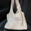 Korean-Style Floral Mesh Vest Tote Bag - Large Capacity Commuter Shoulder Bag for Students, Artistic Design, Fairy Aesthetic