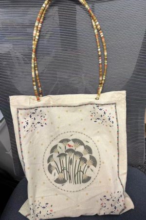 Korean-Style Floral Printed Canvas Tote Bag, Casual Large Capacity Shoulder Bag, Versatile Fashionable Everyday Use