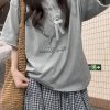 Korean-Style Gray Short Sleeve T-Shirt with Lace Spliced Unique Shoulders - Trendy Summer 2025 Women's Internet Celebrity Top