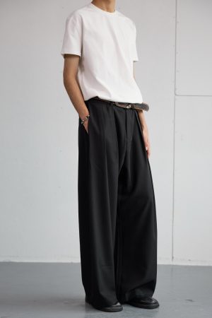 Korean Style High-End Loose Drape Suit Pants for Men - Versatile Wide-Leg Trousers for Casual Spring Fashion